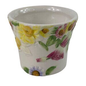 Yankee Candle Ceramic Floral Tapered Votive  Holder Yellow & Pink Flowers